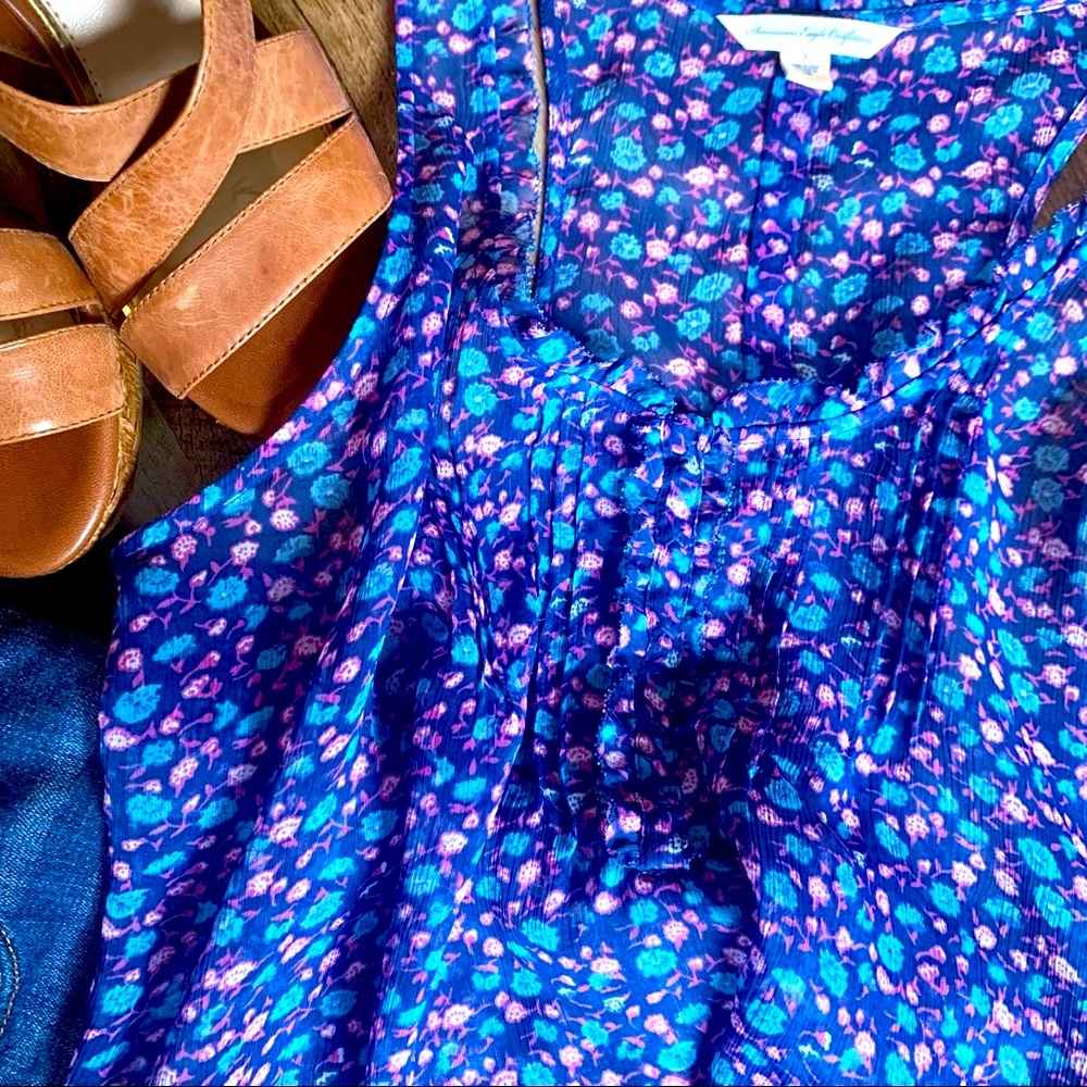 American Eagle Sheer Floral Racerback Tank